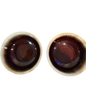 Vintage Brown Drip Glaze Cereal Bowls Set of 2